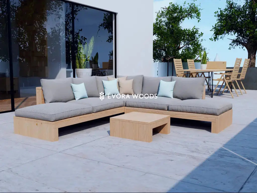 Luxe houten loungeset buiten | 5 10 personen | Loungebank tuin IBI – Évora Woods